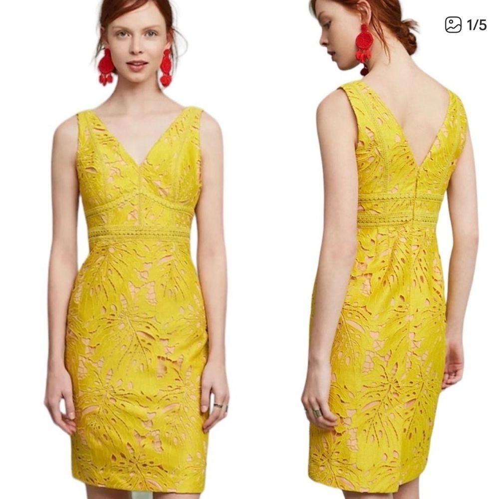 NEW ANTHROPOLOGIE Gardenia Lace Column Dress by Maeve Size 6